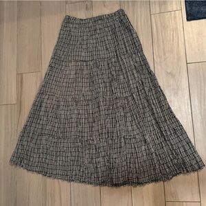Cold water creek Elegant Black White Plaid Skirt petite medium stretchy soft